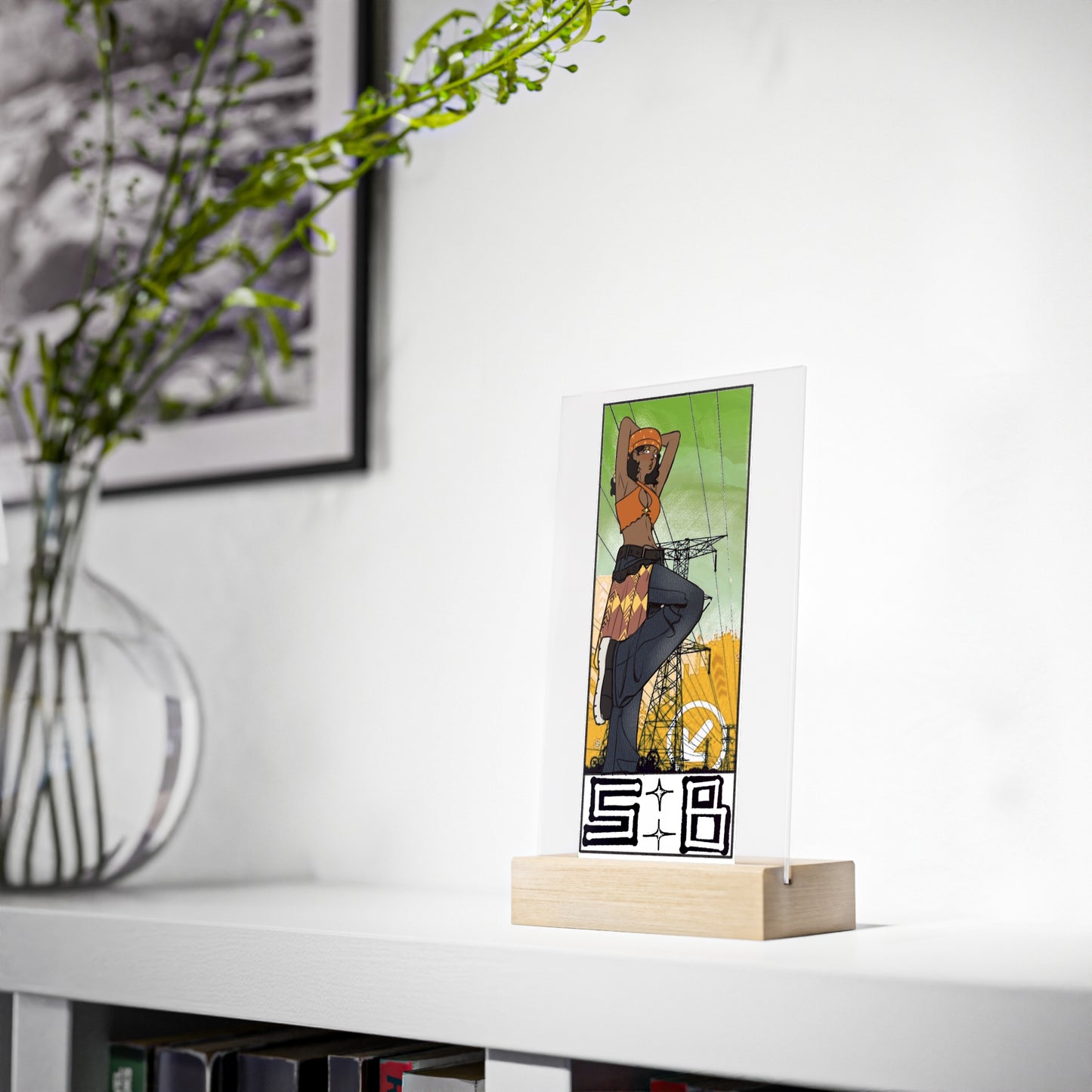 Acrylic Sign with Wooden Stand