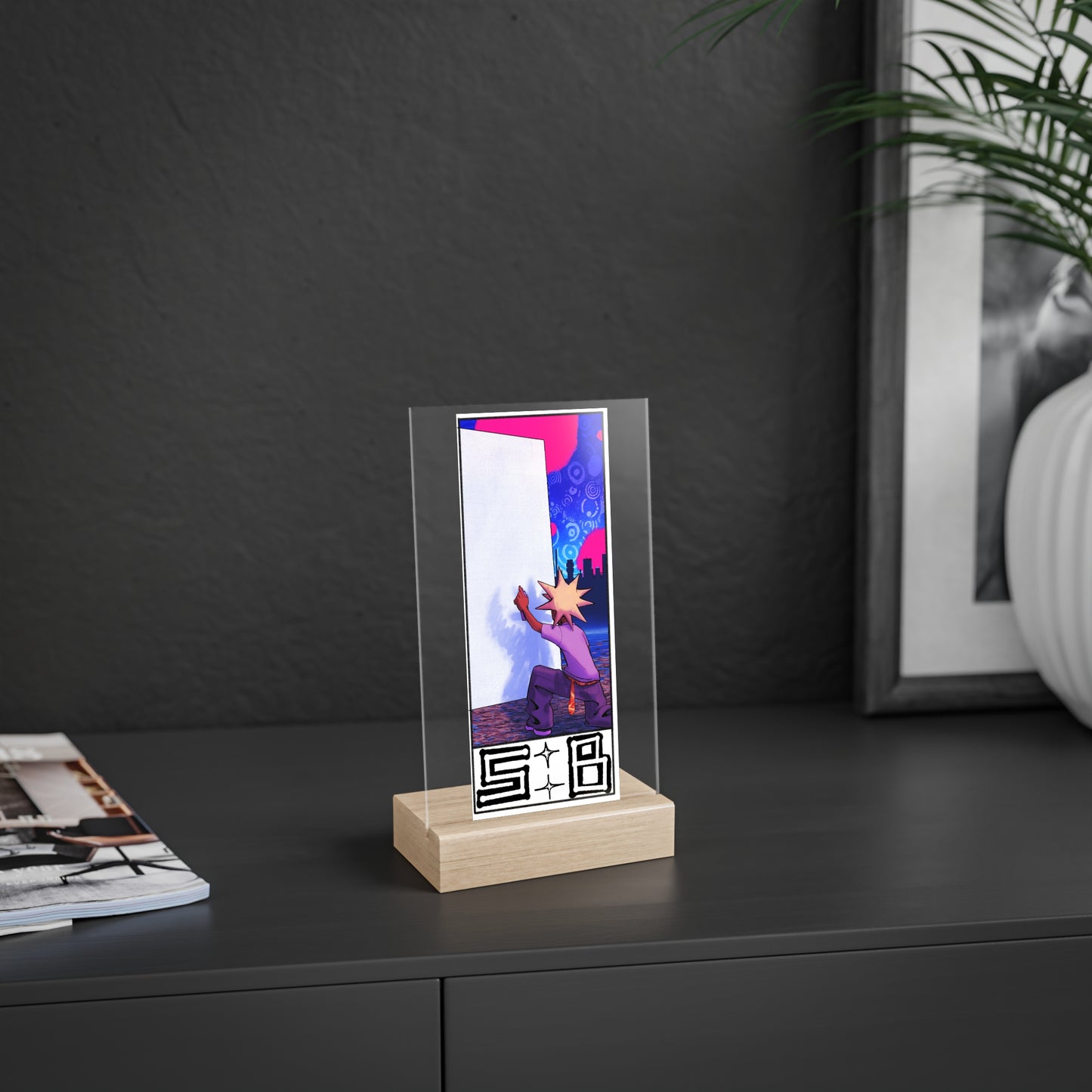 Acrylic Sign with Wooden Stand
